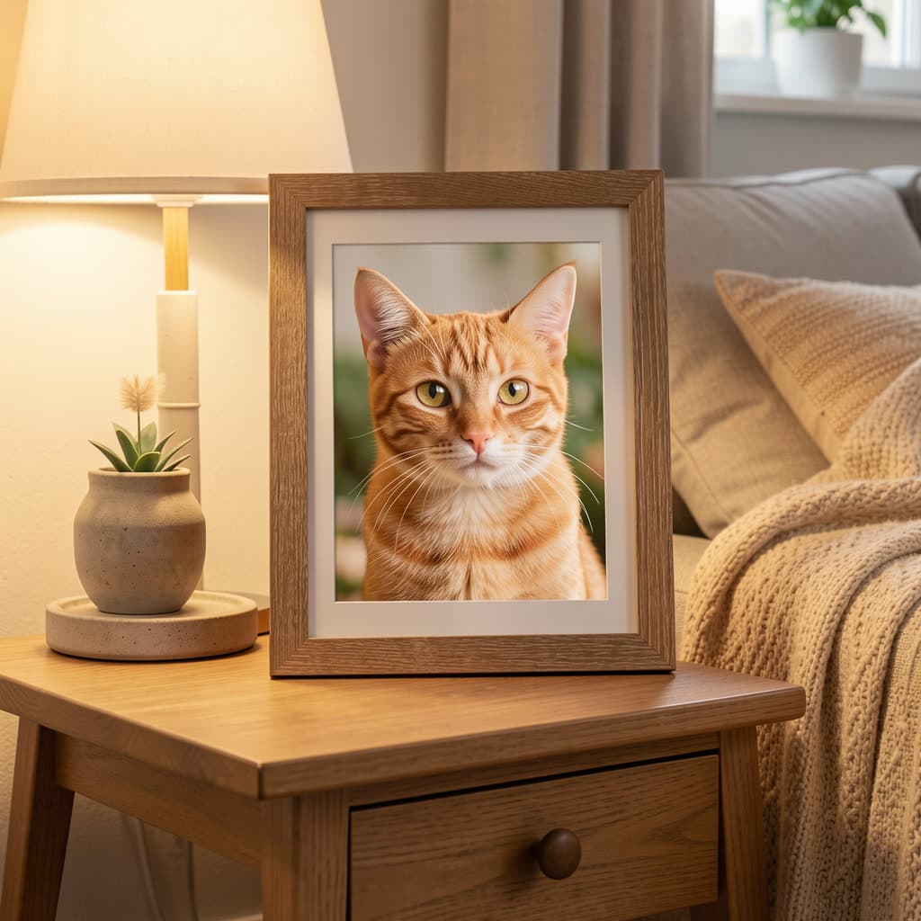 Custom Cat Photo Frame, 8x10 Wood