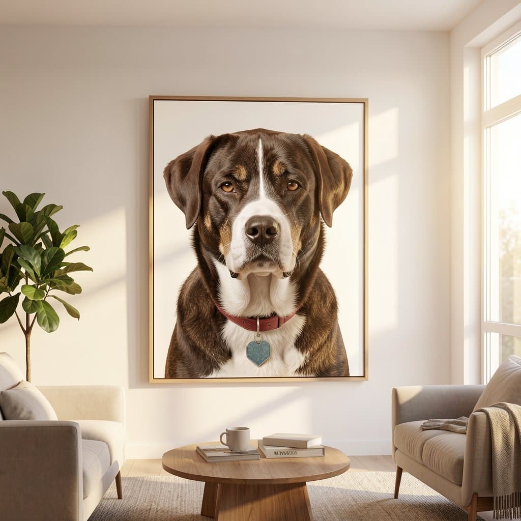 Custom Dog Portrait, Framed Canvas