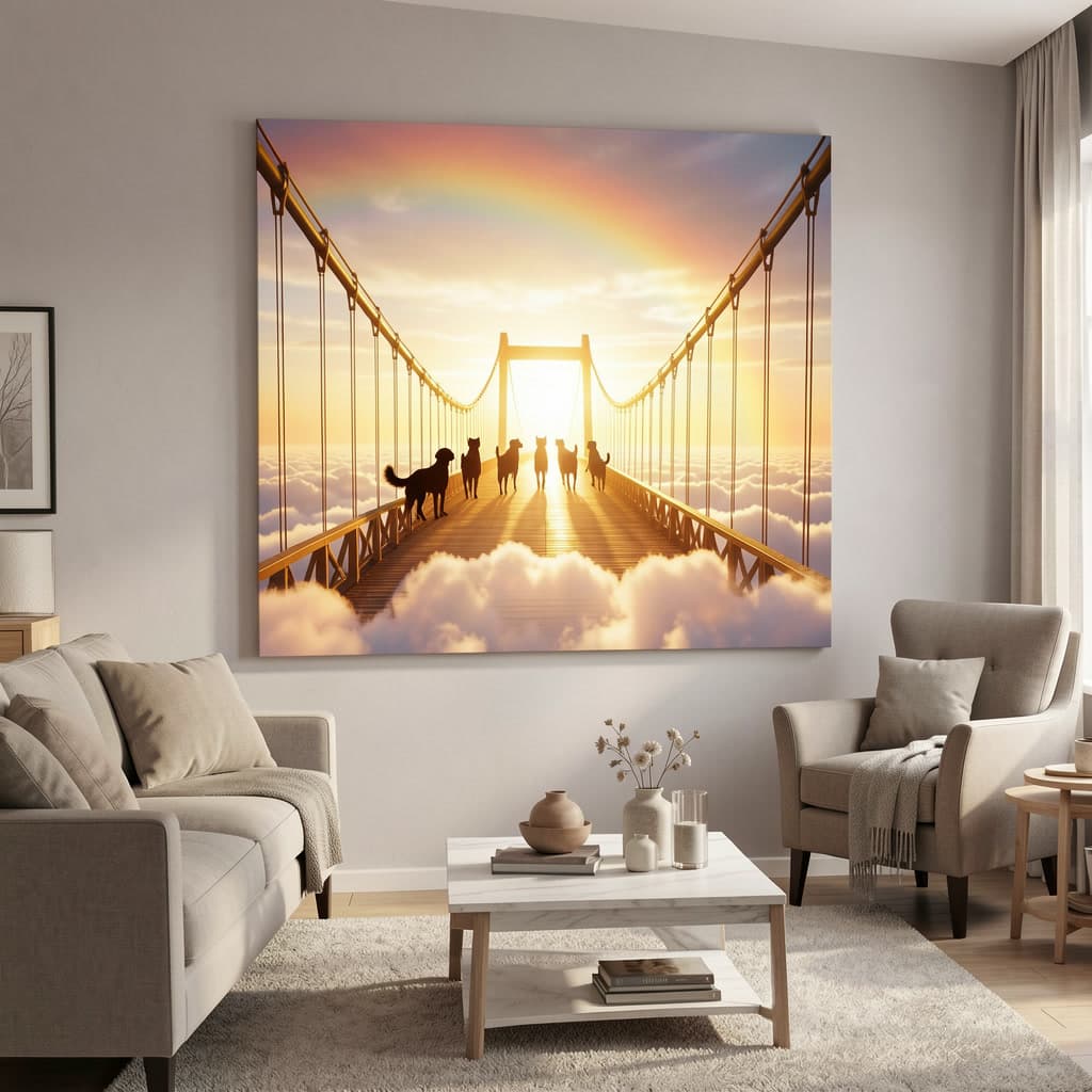 Multi-Pet Rainbow Bridge Reunion, Large Canvas
