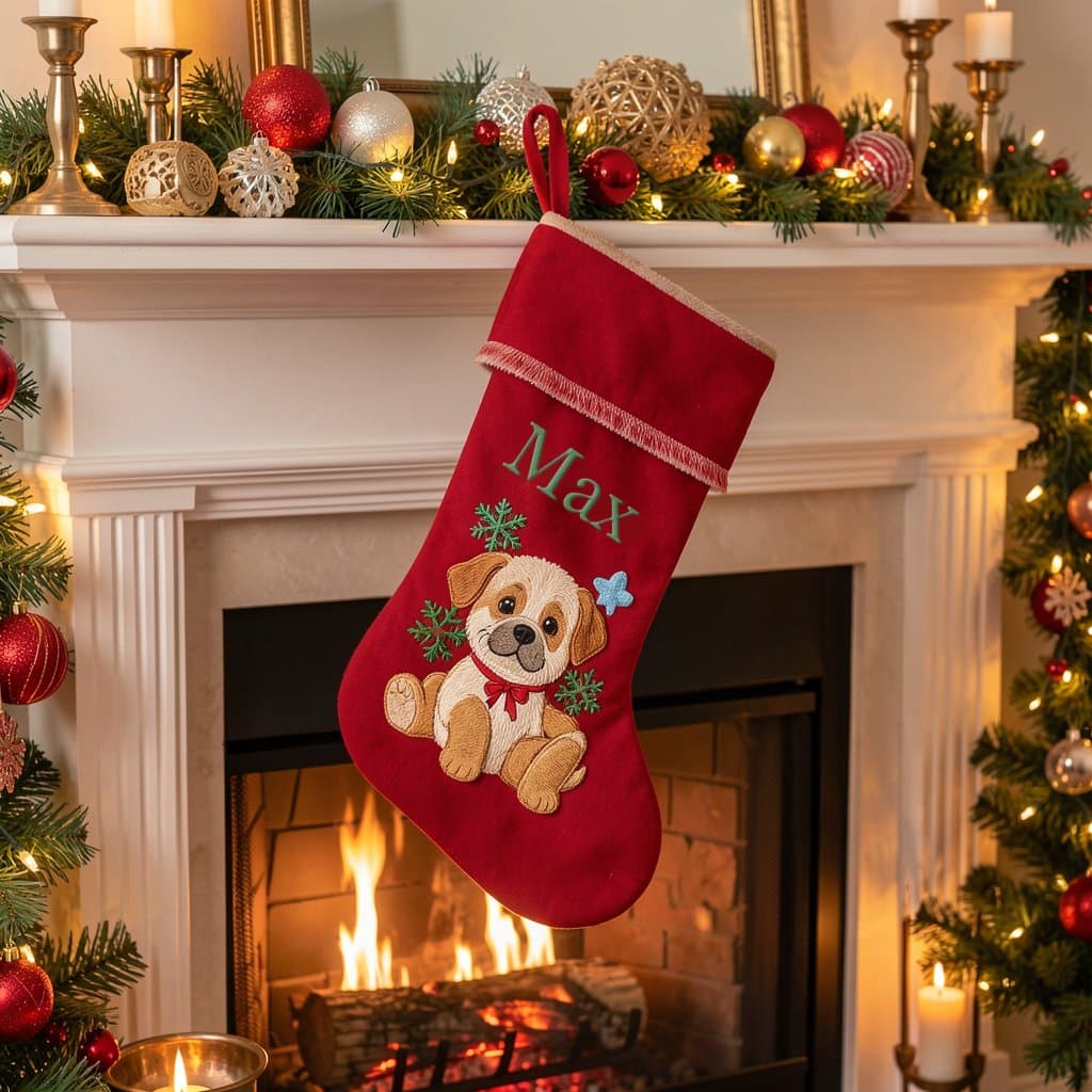 Custom Pet Christmas Stocking, Printed Name