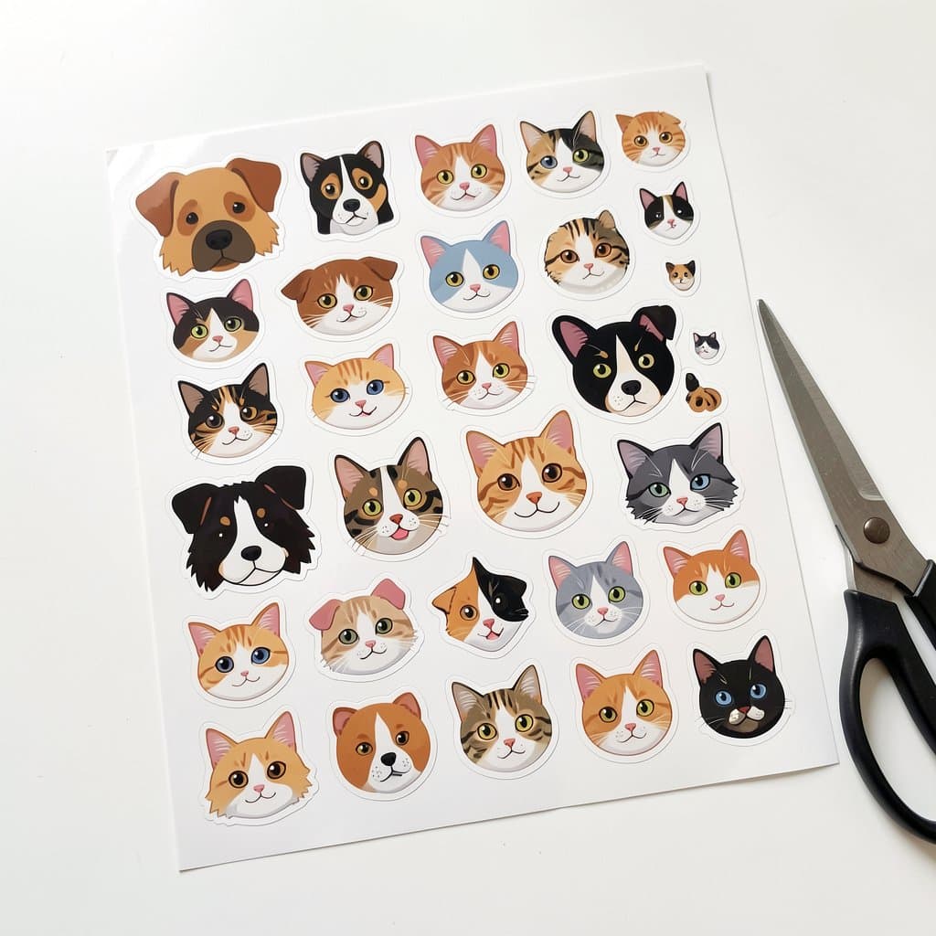 Custom Pet Sticker Sheet, 10 Kiss-Cut